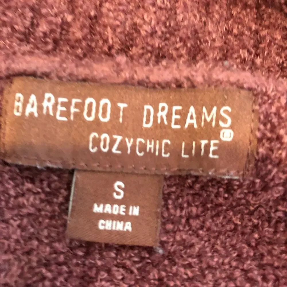 Barefoot Dreams CozyChic Lite maroon rust open front cardigan size Small